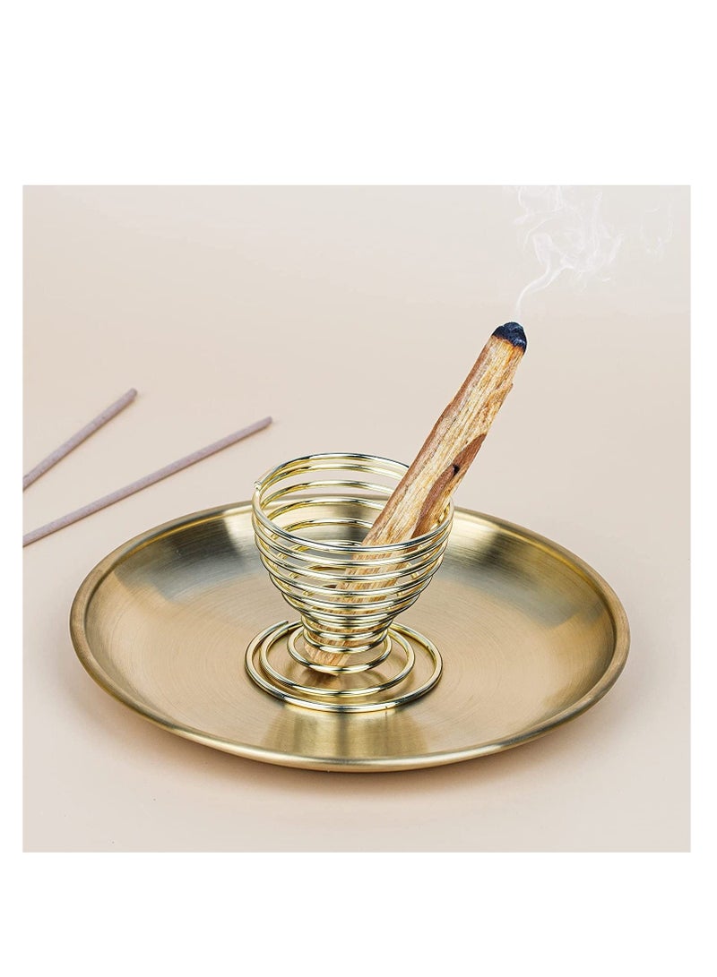 كابتن تيك Incense Burner Holder Holder 5 in 1 Incense Holder for Incense Sticks Coil Incense Incense Cones 5.5 inches Brass Ash Catcher for Meditation Yoga Room Home Office Fragrance - Image 5