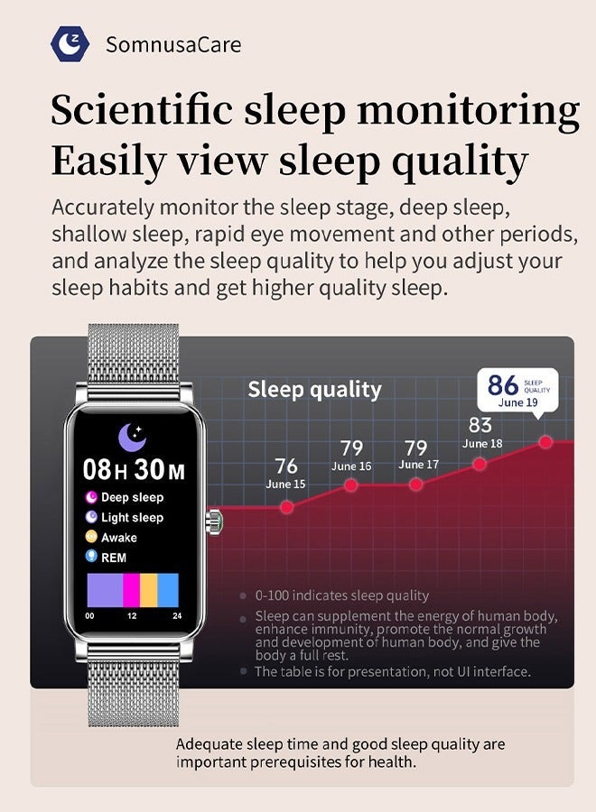 DUNISO 1.45" HD Touch Smart Watch for Women Can Fitness Tracker Heart Rate Sleep Quality Monitor Round Smart Watch IP68 Waterproof Watch Compatible with iOS and Android - Image 5