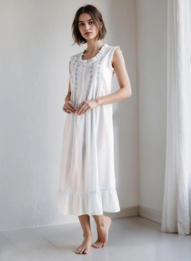 سبلاش فيڤ قميص نوم بدون أكمام مطرز بالدوبي