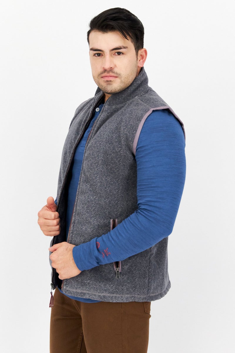 TRUE GRIT Men Houndstooth Pattern Vest Jacket, Grey - Image 4