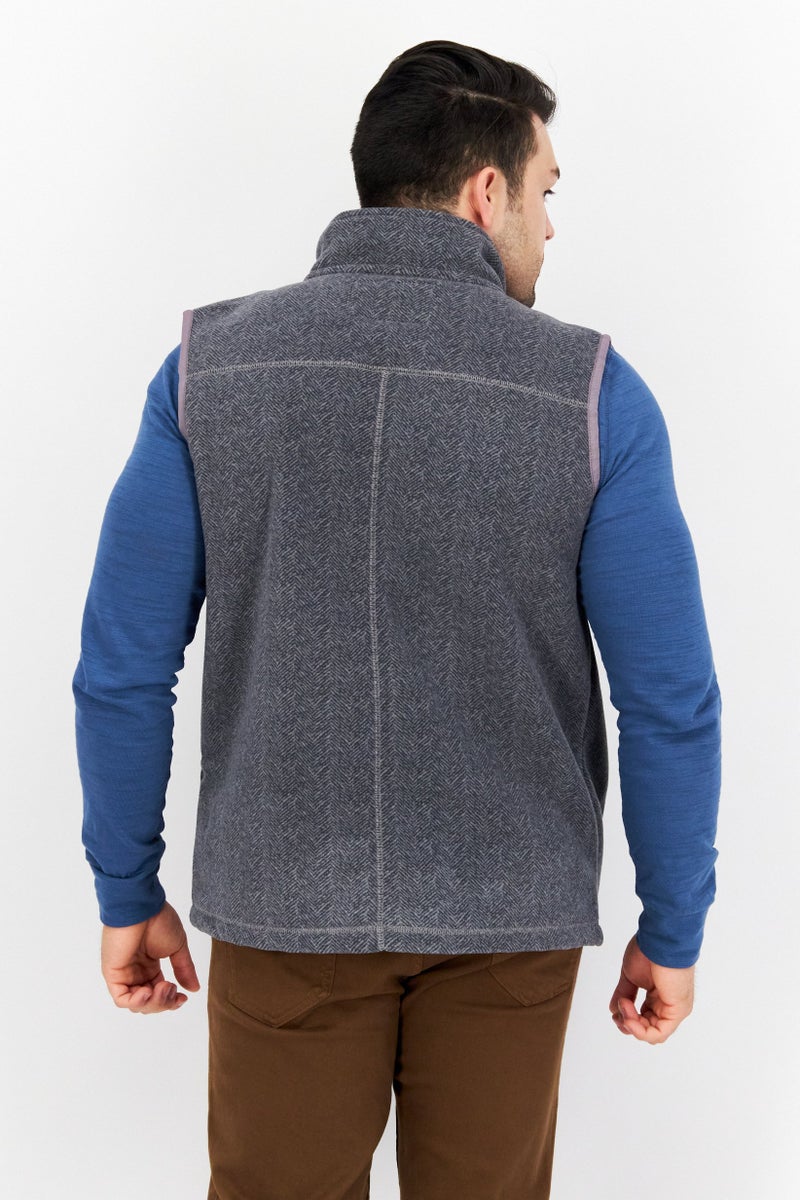 TRUE GRIT Men Houndstooth Pattern Vest Jacket, Grey - Image 2