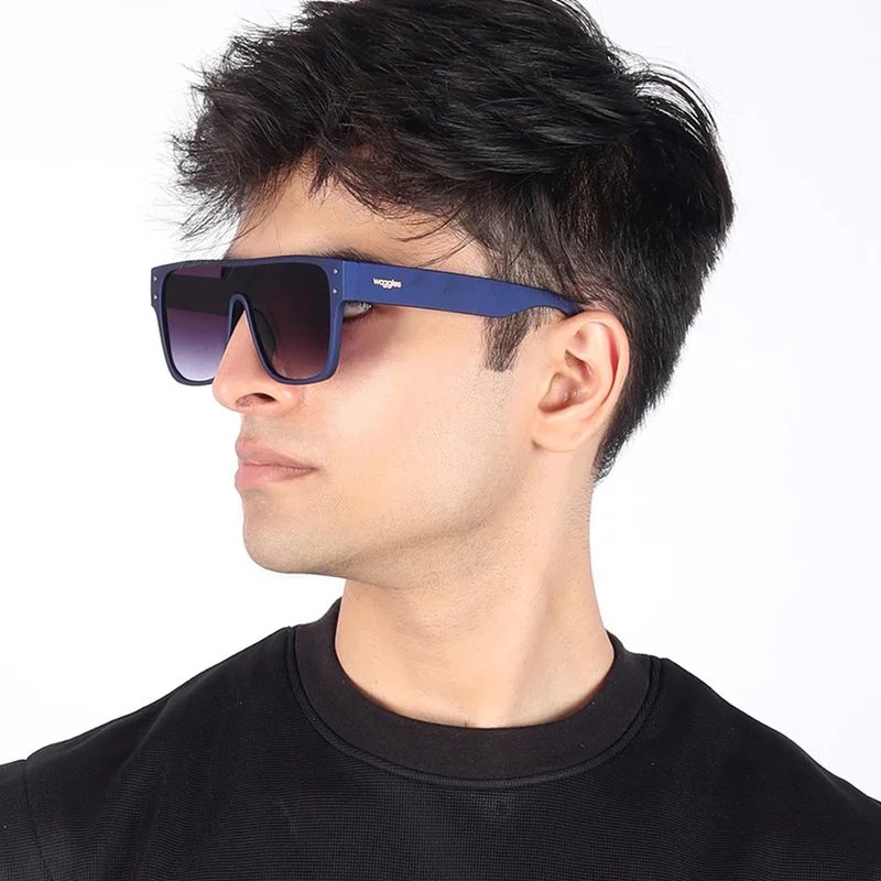 Woggles Carnival Blue Oversize Sunglasses |Men & Women|100% UV Protection
