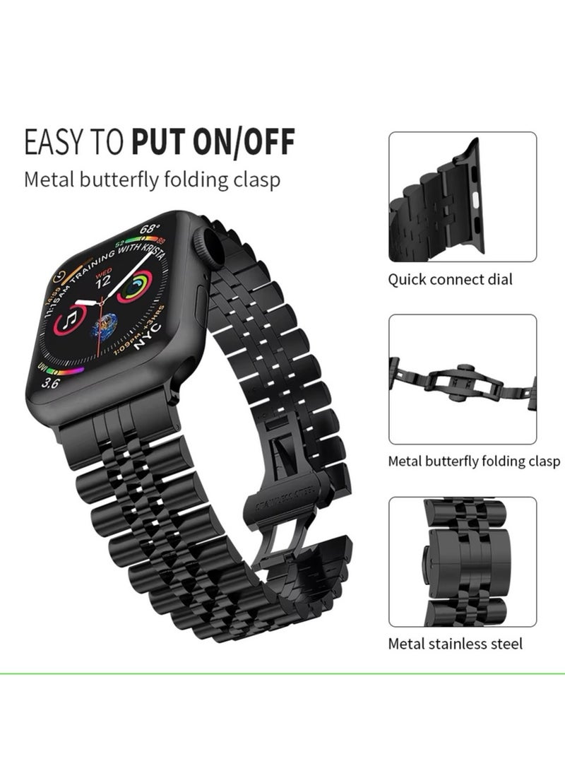 موكسوم سوار ساعة معدني لساعة Apple Watch Ultra، متوافق مع 49، 46، 45 مم، حزام بديل من الفولاذ المقاوم للصدأ لساعة iWatch، حزام معدني لساعة Apple Ultra - Image 3