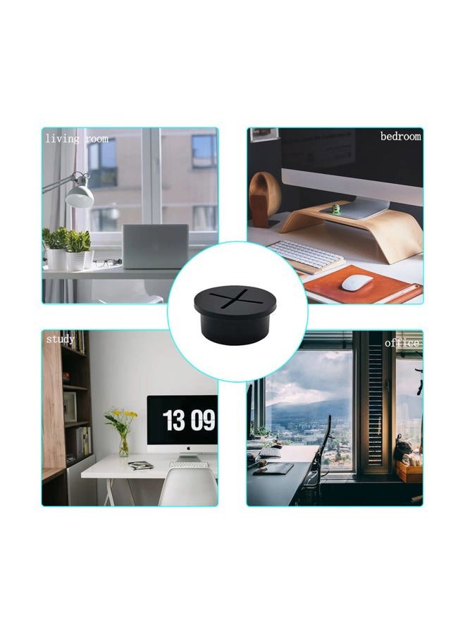ZYYC 6 Pcs Cable Cord Grommet 1 Inch Flexible Wire Rubber Grommets Flexible Silicone Cable Cord Grommet Desk Grommet for TV Console and Other Furnitures Cover Cable Pass Through Management (Black) - Image 3