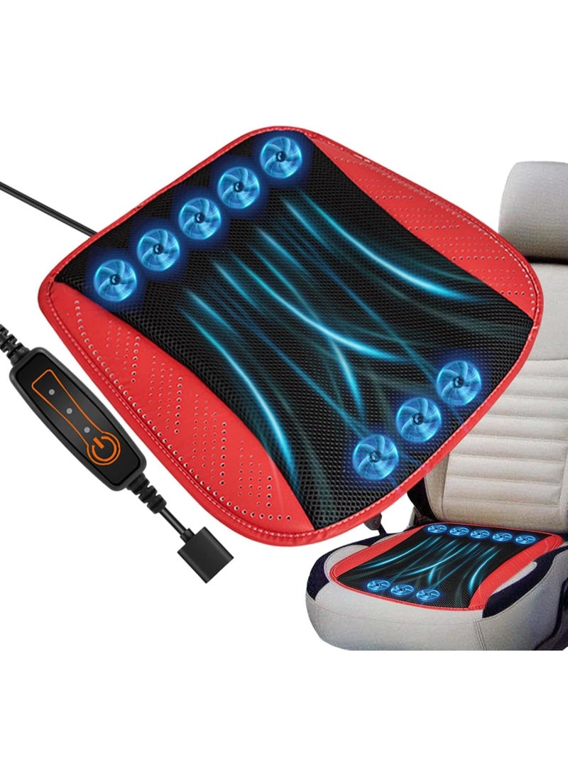 وسادة مقعد تبريد تعمل بمنفذ USB، تصميم مروحة تهوية، أحمر/أسود، 44x44 سم - Image 1