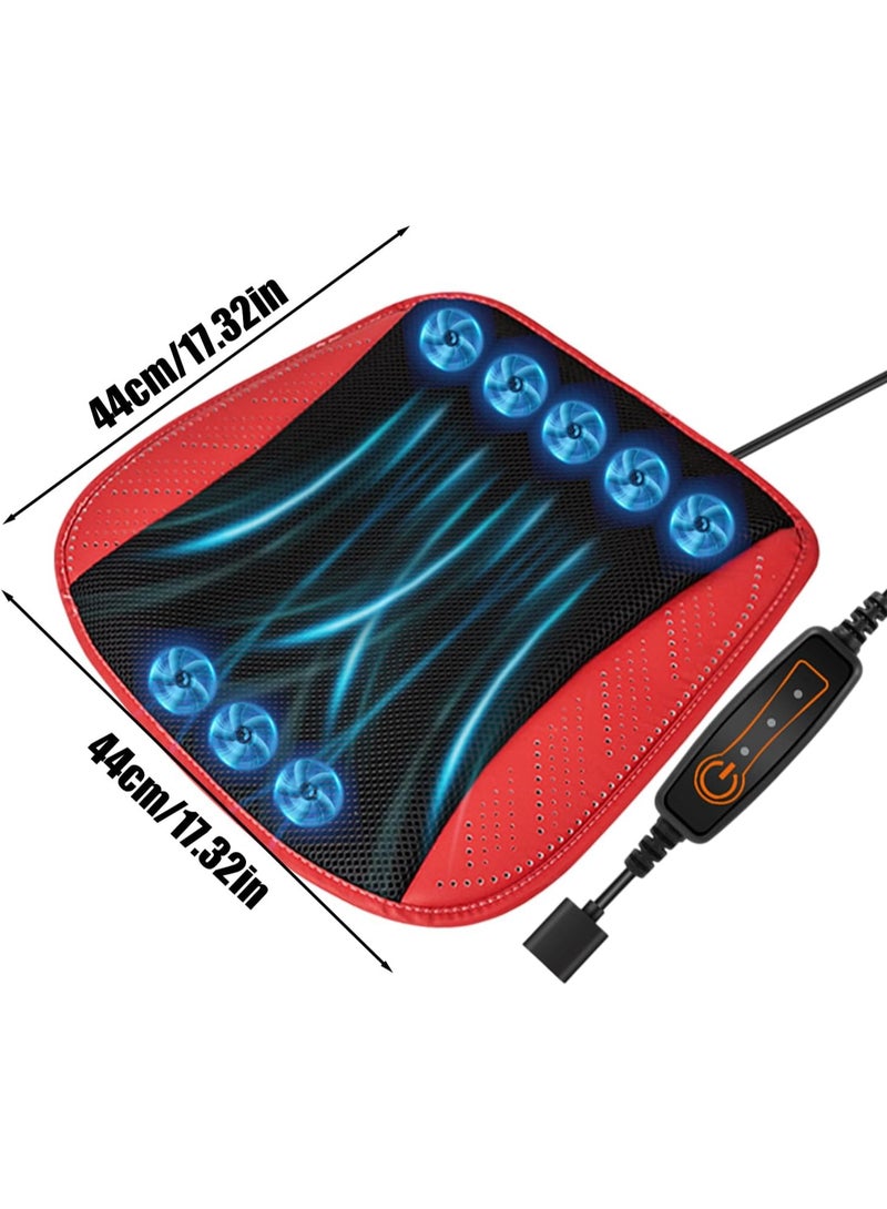 وسادة مقعد تبريد تعمل بمنفذ USB، تصميم مروحة تهوية، أحمر/أسود، 44x44 سم - Image 2