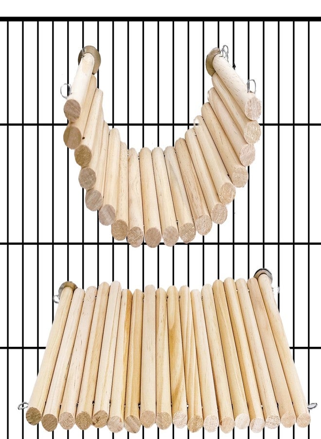 هامليدي قطعتان من رف خشبي مرن للهامستر والشنشيلة، ألعاب تسلق، ملحقات قفص للفئران والجرذان والسناجب الطائرة والحيوانات الصغيرة - Image 1