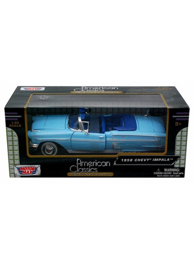Motor Max 1958 Chevrolet Impala Convertible, Blue - Motormax Premium American 73267 - 1/24 Scale Diecast Model Car, unisex-children - Image 3