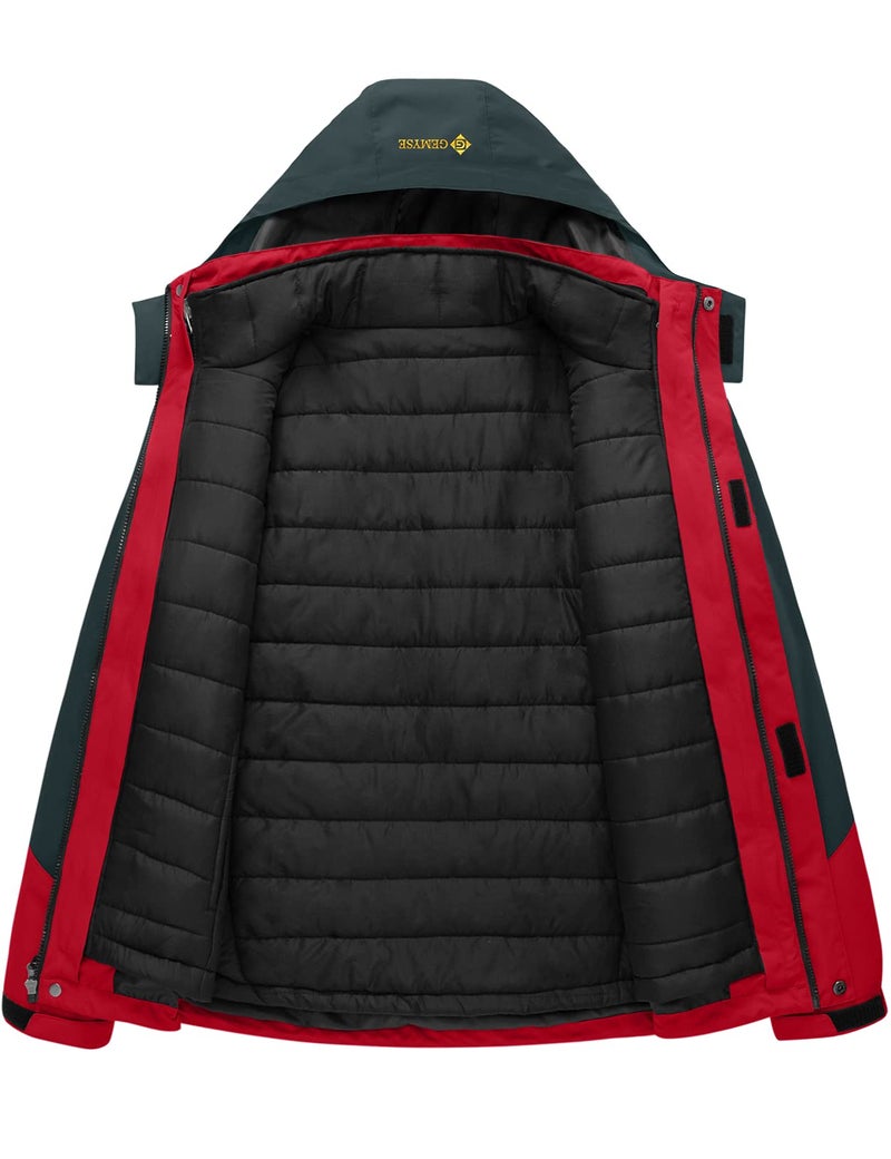 GEMYSE Men's Waterproof 3-in-1 Ski Snow Jacket Puffer Liner Insulated Winter Coat (Oriental Red,Medium) - Image 3