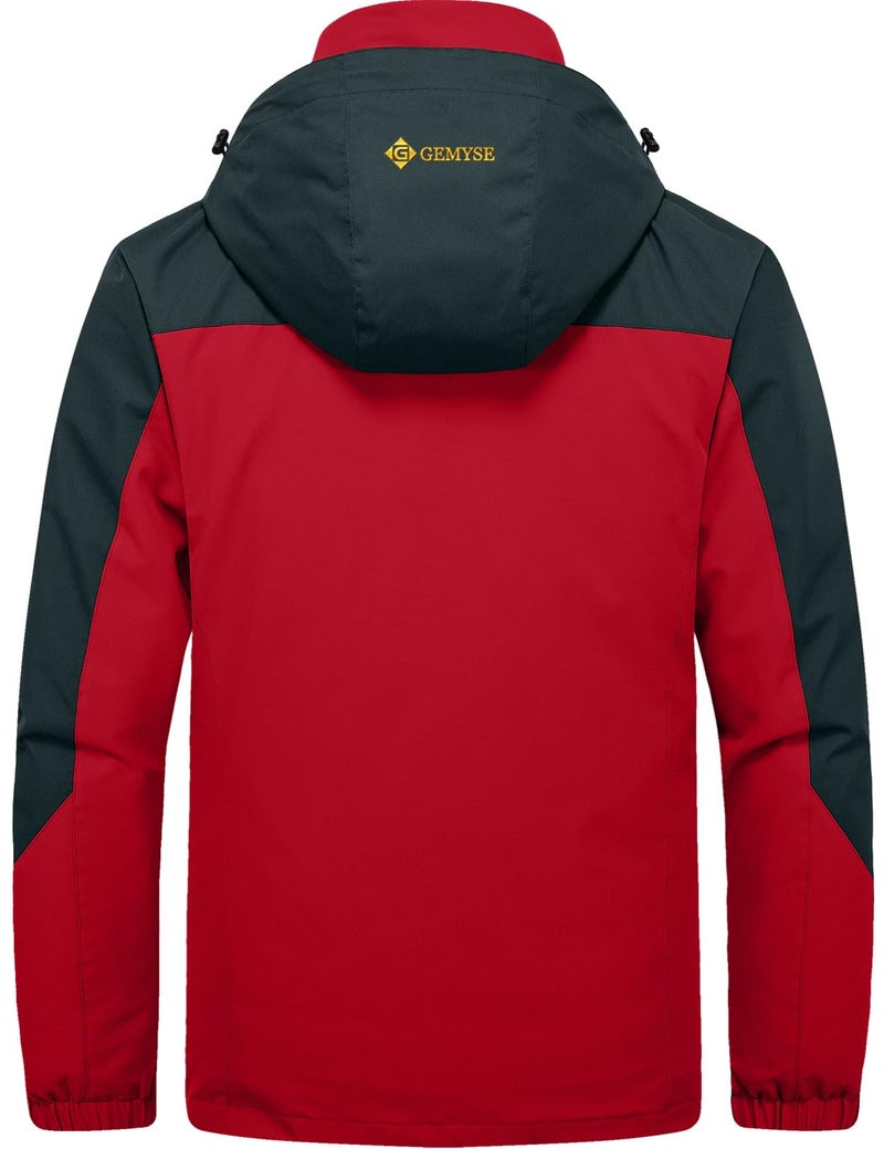 GEMYSE Men's Waterproof 3-in-1 Ski Snow Jacket Puffer Liner Insulated Winter Coat (Oriental Red,Medium) - Image 2