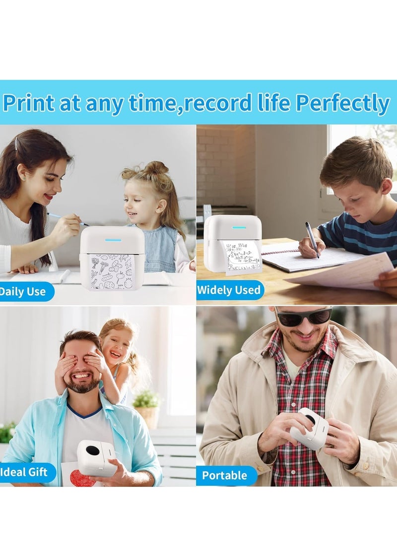 WENTCCION Mini Sticker Printer Bluetooth Smart Pocket Inkless Thermal Printer with 9*Thermal Paper,5*Adhesive Thermal Paper,for iOS & Android, Portable Receipt Printer for Photo Journal Notes Memo (White)  - Image 4