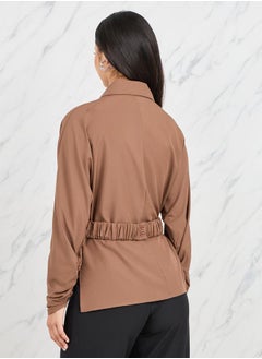 Styli بلوزة ملفوفة بأكمام خفاش وياقة  - Image 4