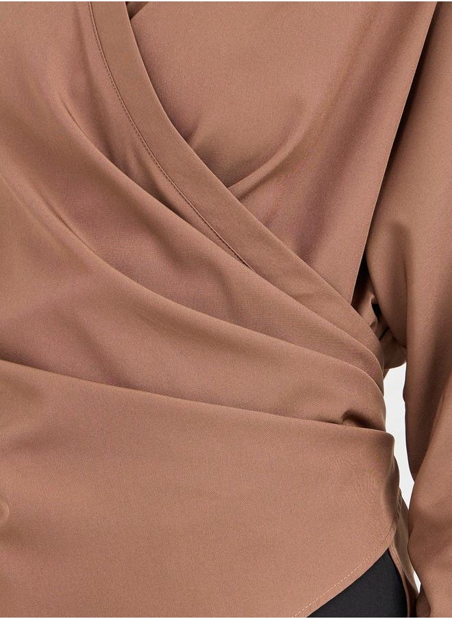 Styli - بلوزة ملفوفة بأكمام خفاش وياقة - Image 1