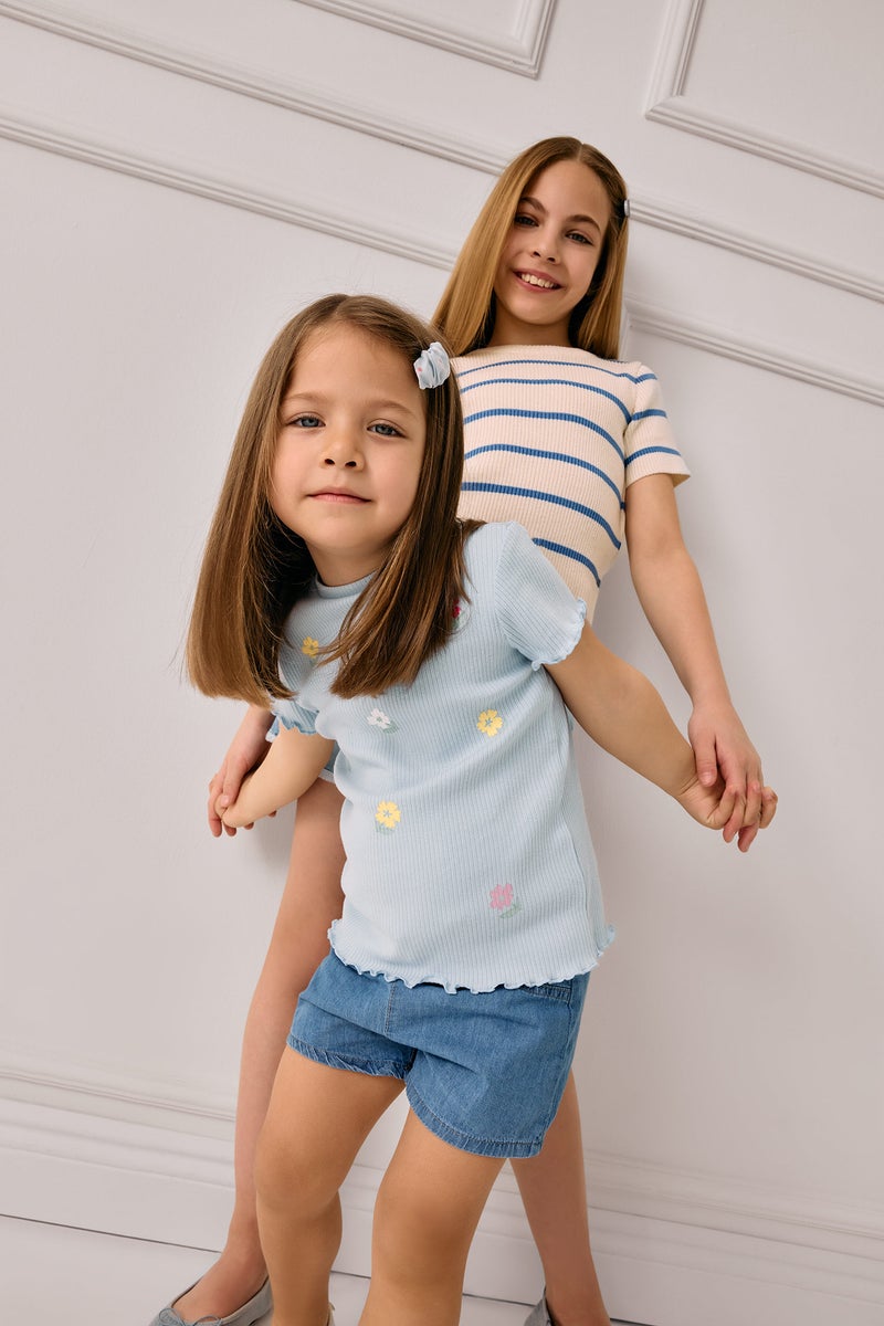 Baby Girl Regular Fit Crew Neck Floral T Shirt