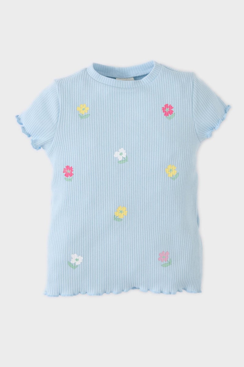 Baby Girl Regular Fit Crew Neck Floral T Shirt