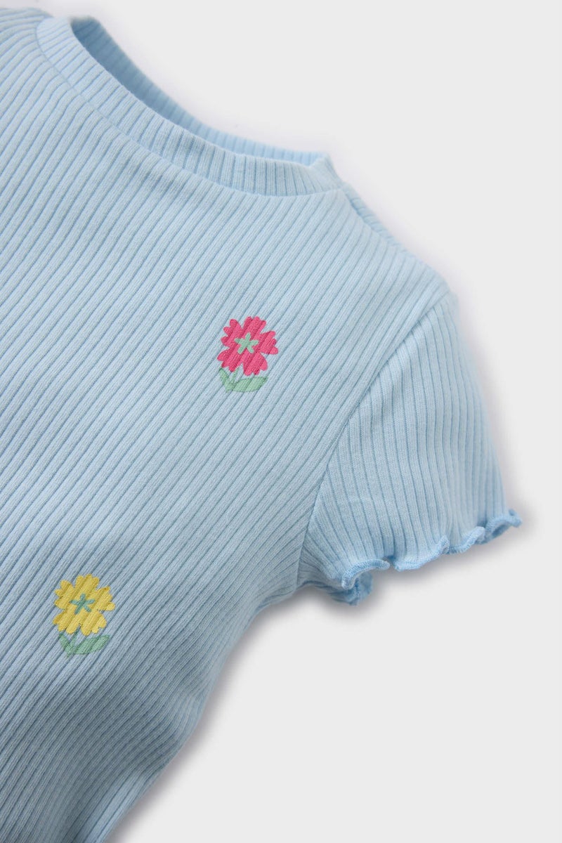 Baby Girl Regular Fit Crew Neck Floral T Shirt