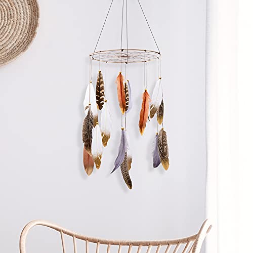 ANROYE Boho Feather Baby Mobile for Crib, Bohemian Nursery Gender Neutral Hanging Decor, Large Dream Catcher Ornament Hanger Christmas Gift for Kids Girl Boy Ceiling Children Teen Bedroom Outdoor - Image 4