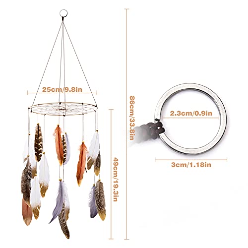 ANROYE Boho Feather Baby Mobile for Crib, Bohemian Nursery Gender Neutral Hanging Decor, Large Dream Catcher Ornament Hanger Christmas Gift for Kids Girl Boy Ceiling Children Teen Bedroom Outdoor - Image 3