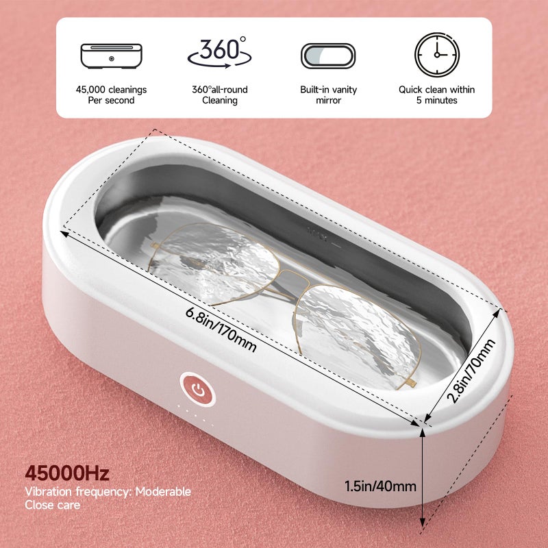 MANKIW MANKIW Ultrasonic Cleaner Jewelry Cleaner, Portable Professional jewelry Cleaner Ultrasonic Machine with Stainless Steel Tank for Jewelry Eyeglasses Watches Shaver Heads(White)  - Image 2