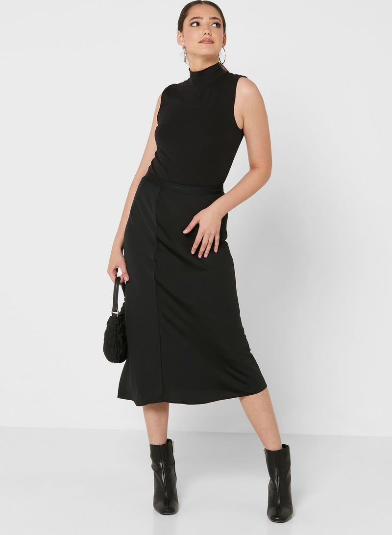 CALVIN KLEIN Logo Waistband Midi Skirt - Image 4