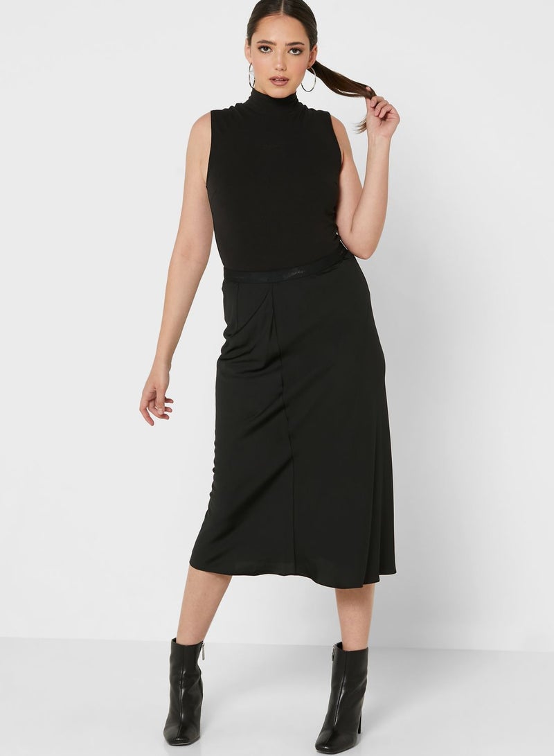 CALVIN KLEIN Logo Waistband Midi Skirt - Image 1