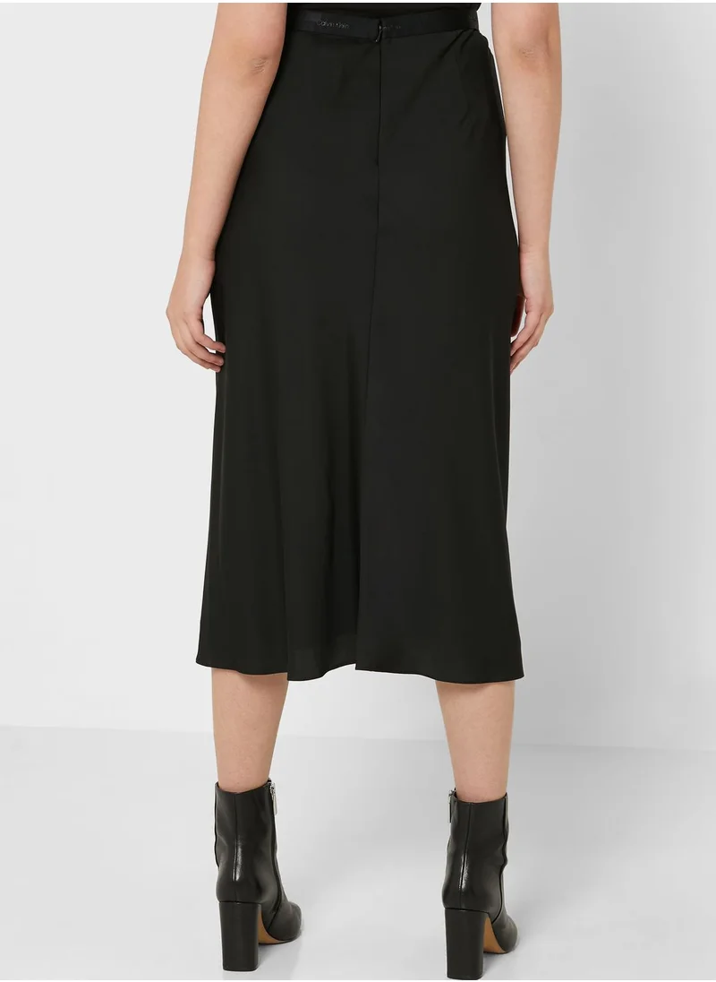 CALVIN KLEIN Logo Waistband Midi Skirt