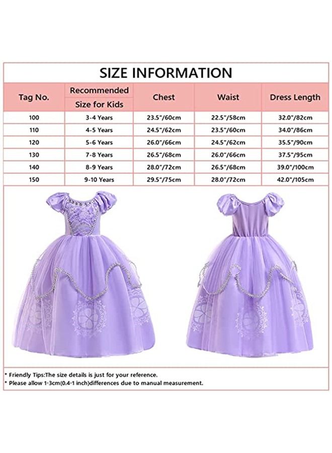 ISank Little Girls Sofia Princess Costume Birthday Party Cosplay Fancy Dress Up Outfits  - Image 4