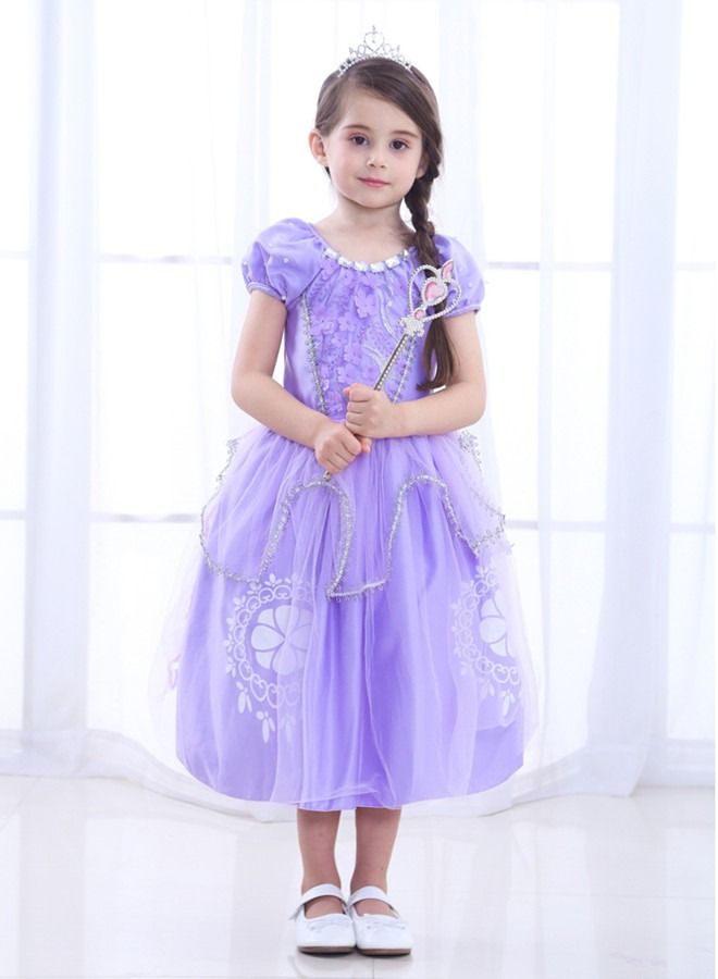 ISank Little Girls Sofia Princess Costume Birthday Party Cosplay Fancy Dress Up Outfits  - Image 2