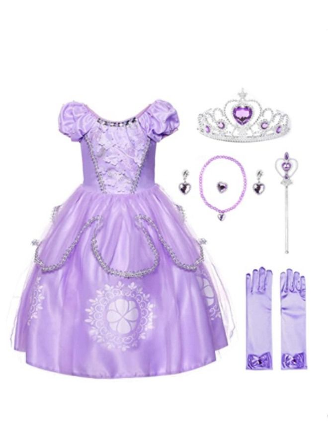 ISank Little Girls Sofia Princess Costume Birthday Party Cosplay Fancy Dress Up Outfits  - Image 1