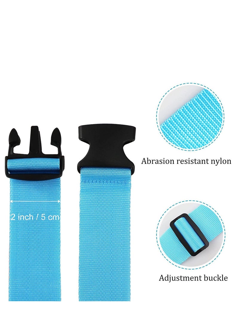 SOLARAE Luggage Straps for Suitcases, Cargo Strap, 2pcs Travel Suitcase Straps with 2pcs Luggage Tags, Wide Adjustable Packing Straps with Buckle for Suitcase Luggage Baggage, 70 x 2 Inch Blue - Image 4