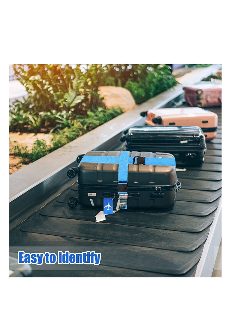 SOLARAE Luggage Straps for Suitcases, Cargo Strap, 2pcs Travel Suitcase Straps with 2pcs Luggage Tags, Wide Adjustable Packing Straps with Buckle for Suitcase Luggage Baggage, 70 x 2 Inch Blue - Image 2