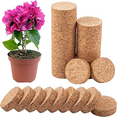 Biubee Biubee 60 Pcs Invisible Pot feet Risers with Non Slip Surface- Cork Plant Pot Feet Cork Plant Feet Riser Solid Corkwood  - Image 1