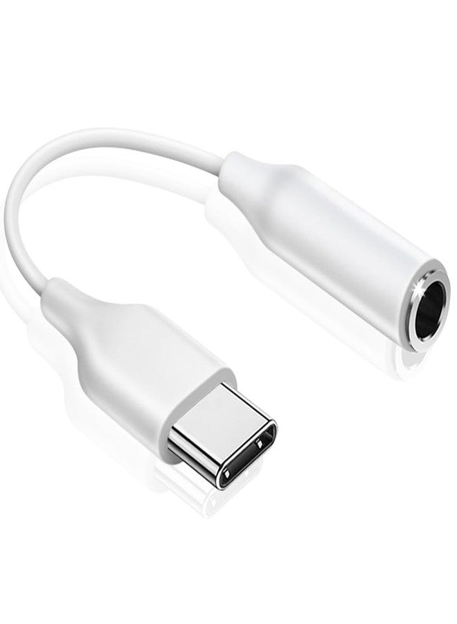 Mepsies USB C to 3.5mm Headphone Jack Adapter, USB Type C to Aux Audio Dongle Earphone Adaptor Compatible with Samsung Galaxy S24 S23 S22 S21 S20 Note20 A73 A53 A33, Google Pixel and More, White - Image 1