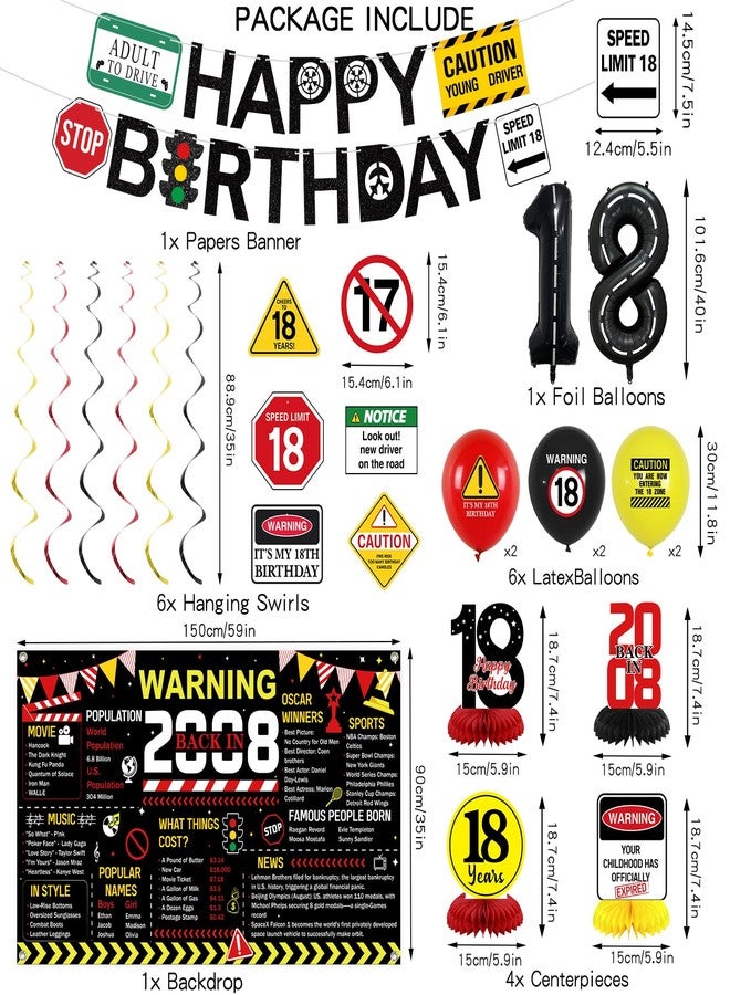 Roetyce Caution Themed Back in 2008 18th Birthday Banner Decorations - Image 2