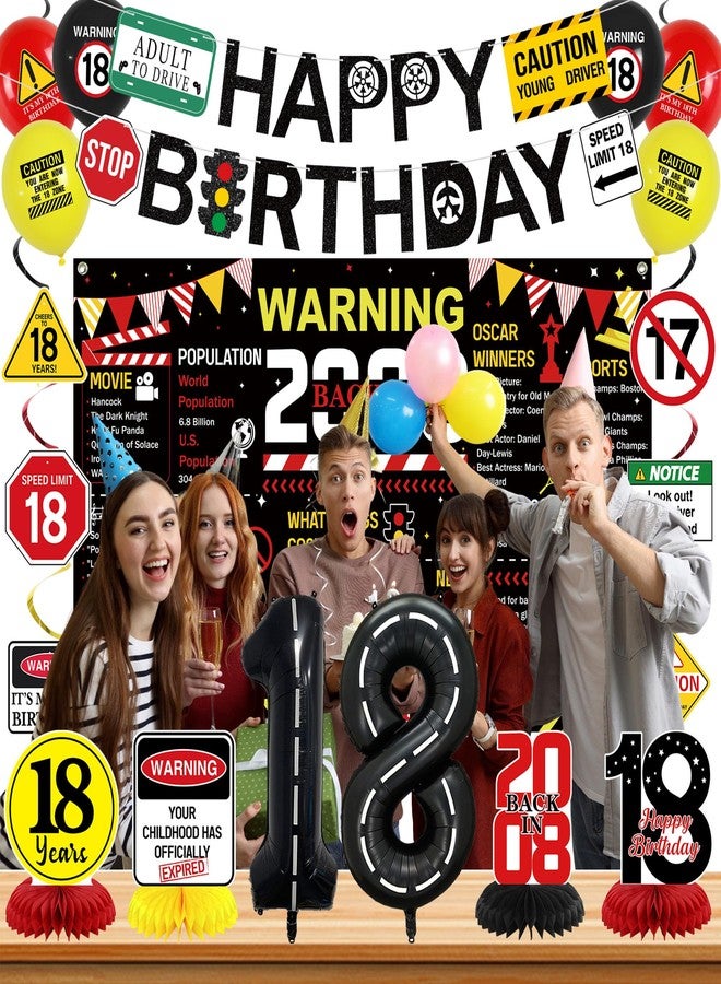 Roetyce Caution Themed Back in 2008 18th Birthday Banner Decorations - Image 5