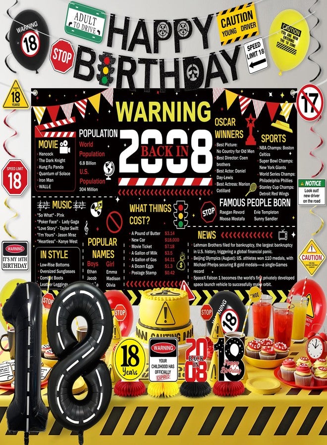 Roetyce Caution Themed Back in 2008 18th Birthday Banner Decorations - Image 4