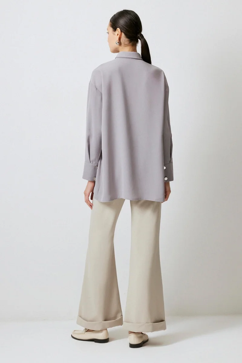 توتشي Asymmetric Cut Crepe Shirt