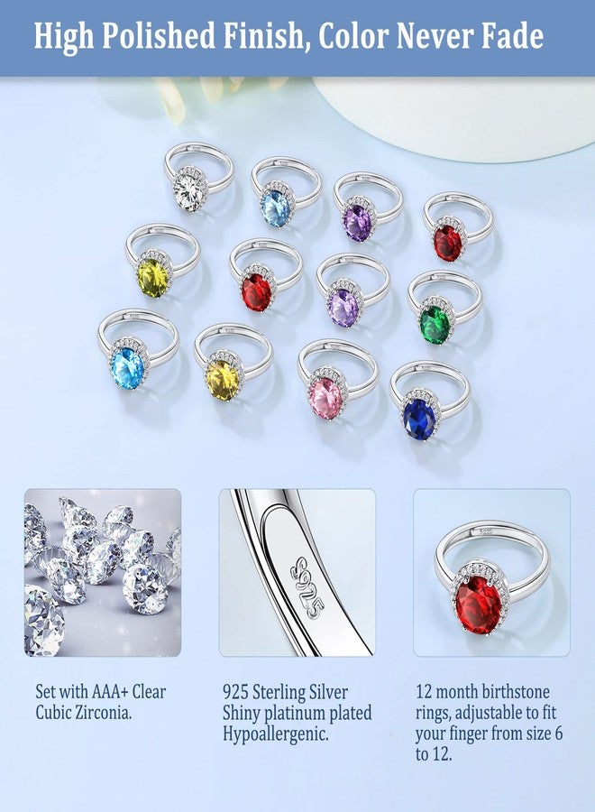 Suplight March Birthstone Ring Aquamarine Stacking Sterling Silver Rings Engagement Promise Ring for Her - Image 4