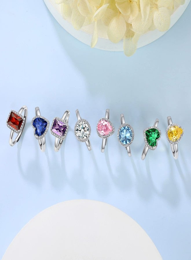 Suplight March Birthstone Ring Aquamarine Stacking Sterling Silver Rings Engagement Promise Ring for Her - Image 5