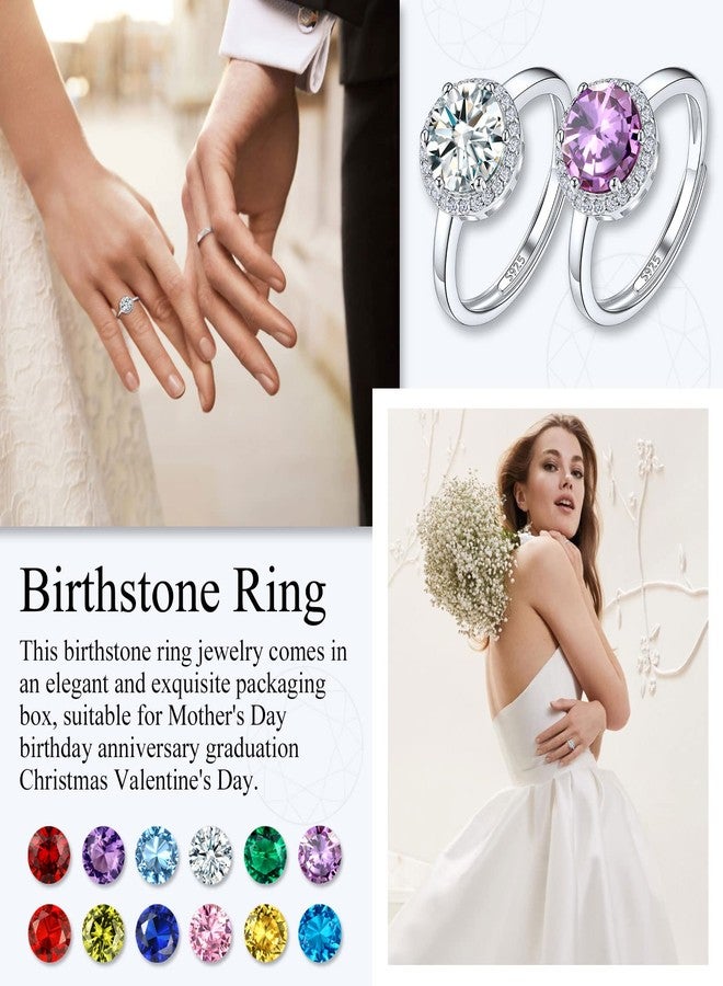 Suplight March Birthstone Ring Aquamarine Stacking Sterling Silver Rings Engagement Promise Ring for Her - Image 2