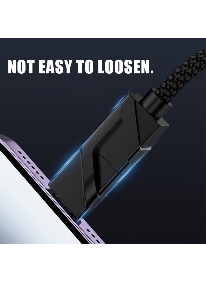 كابل شحن سريع 4 في 1، كابل شاحن عالمي بمنفذ Type-C بطول 1 متر، محول شحن سريع لمزامنة البيانات بقدرة 120 وات متوافق مع الكمبيوتر المحمول/الكمبيوتر اللوحي/الهاتف (أسود) - Image 3