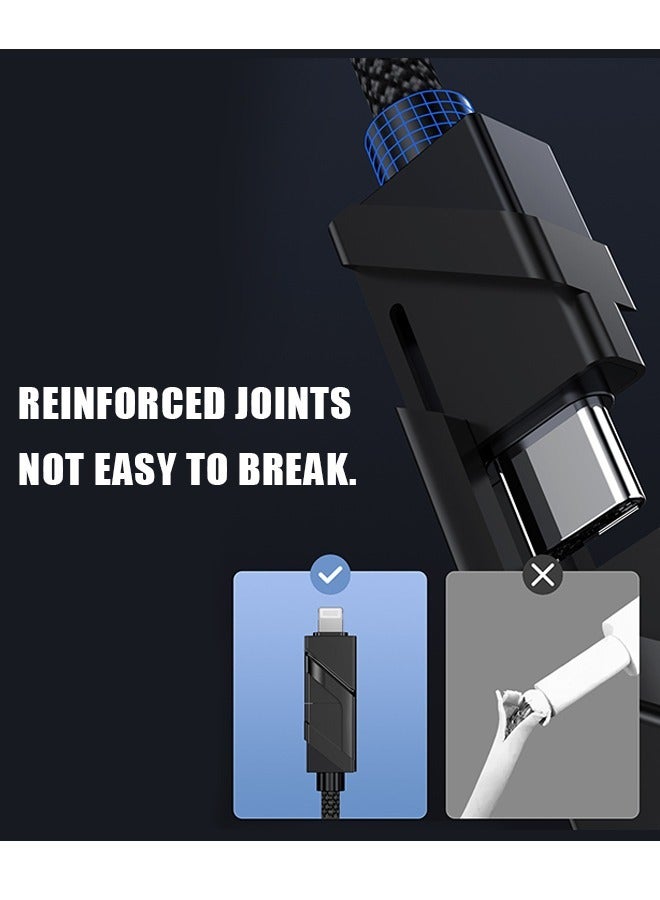 كابل شحن سريع 4 في 1، كابل شاحن عالمي بمنفذ Type-C بطول 1 متر، محول شحن سريع لمزامنة البيانات بقدرة 120 وات متوافق مع الكمبيوتر المحمول/الكمبيوتر اللوحي/الهاتف (أسود) - Image 2