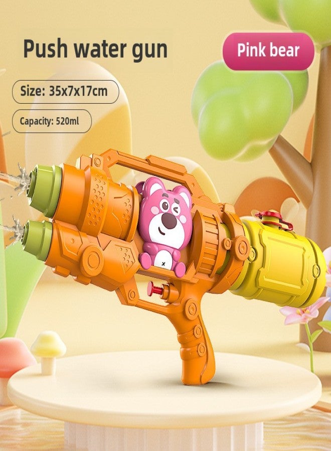 Children's cartoon water gun double nozzle water gun toys large capacity beach water high pressure double hole water gun wholesale([double nozzle] pink bear water gun-orange) - Image 1