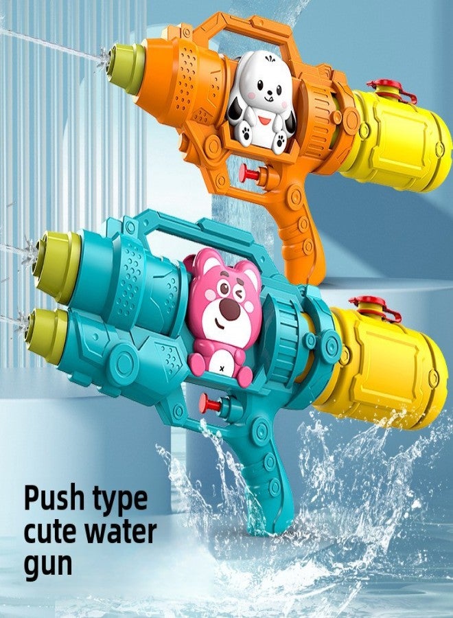 Children's cartoon water gun double nozzle water gun toys large capacity beach water high pressure double hole water gun wholesale([double nozzle] pink bear water gun-orange) - Image 2