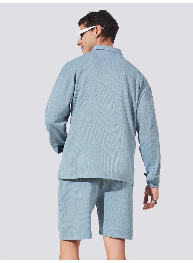 Maniac  Maniac Mens Collared Neck Fullsleeve Light Grey 4Pockets and shorts Polyester Fleece Co-ords for Men | Best Price UAE