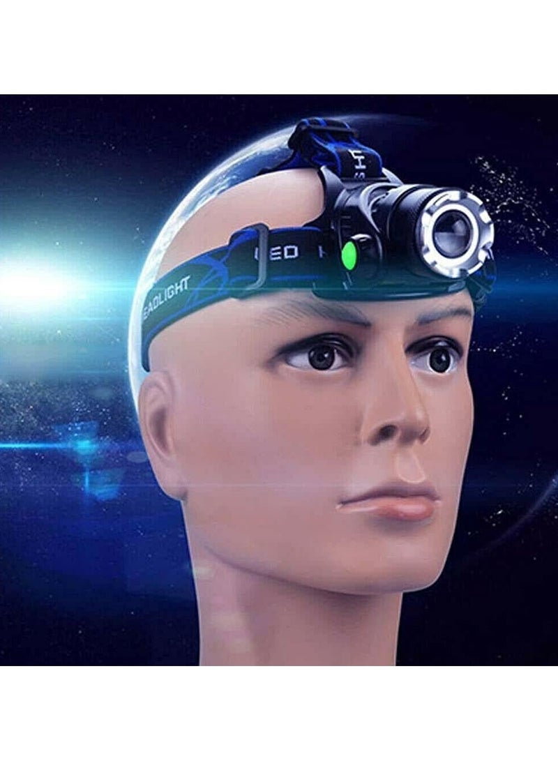 سوبر مشرق المصابيح الأمامية ، الناقل التسلسلي العام القابلة لإعادة الشحن أدى المصابيح الأمامية ، IPX4 التكبير للماء المصابيح الأمامية ( 3 طرق ) و قابل للتعديل عقال ، مناسبة للتخييم ، المشي لمسافات طويلة ، في الهواء الطلق ، والصيد ، تشغيل - Image 2