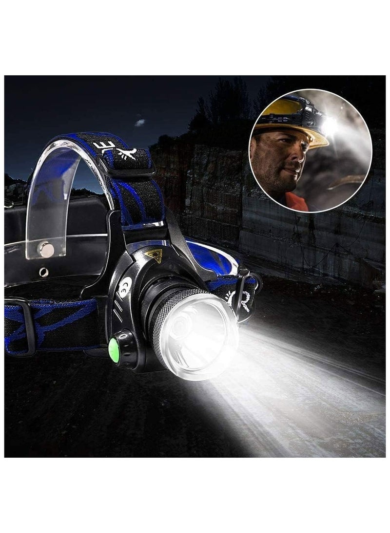 سوبر مشرق المصابيح الأمامية ، الناقل التسلسلي العام القابلة لإعادة الشحن أدى المصابيح الأمامية ، IPX4 التكبير للماء المصابيح الأمامية ( 3 طرق ) و قابل للتعديل عقال ، مناسبة للتخييم ، المشي لمسافات طويلة ، في الهواء الطلق ، والصيد ، تشغيل - Image 4