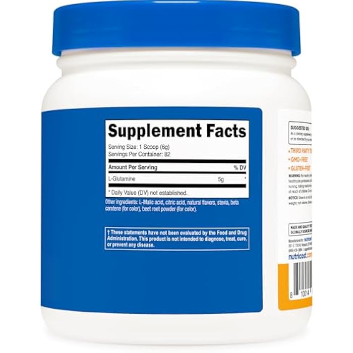 Nutricost L-Glutamine Powder Sweetened with Stevia (500 Grams, Peach Mango) - Supplement for Gut Support, 5 Grams of L-Glutamine Per Serving - Gluten Free, Non-GMO - Image 5