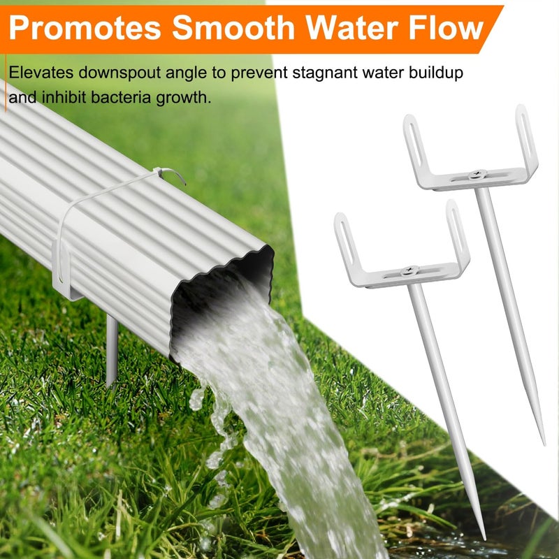 SlogPith Downspout Bracket,Heavy Duty Size-Adjustable Storm-Proof Downpipe Bracket with Rust-Resistant Coating-Solid Iron Construction,Stable Support,Easy Install,for Lawn,Yard & Industrial Use (2 Pack White) - Image 4