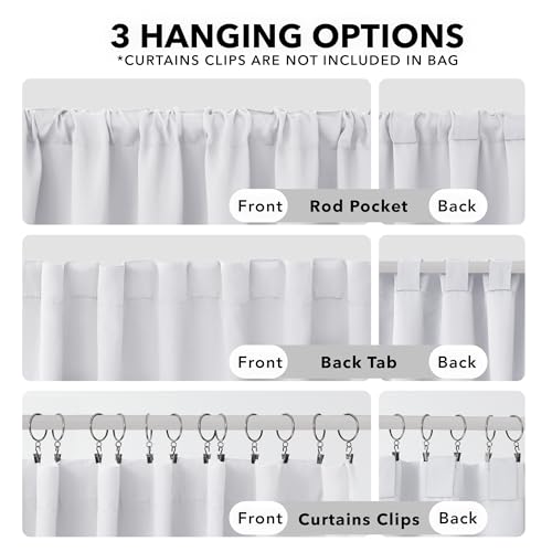 Deconovo Blackout Curtain Panels for Kids Bedroom Room Darkening Back Tab and Rod Pocket Curtains 42Wx72L Inch Greyish White 2 Panels - Image 2